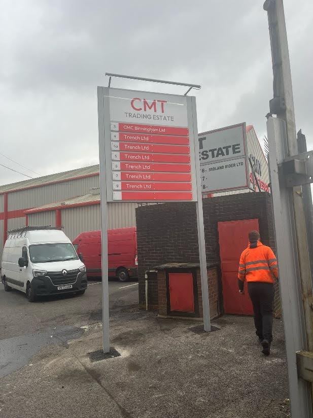 An image of the CMT Trading Estate totem sign.